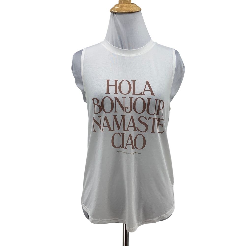 Spiritual Gangster Tank Top Womens S Small White Hola Namaste Muscle Sleeves